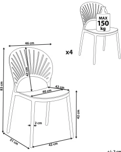 Set di 4 sedie da giardino OSTIA Bianco