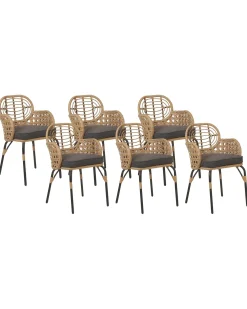 Set di 6 sedie da giardino con cuscini PRATELLO Rattan sintetico (PE) Naturale