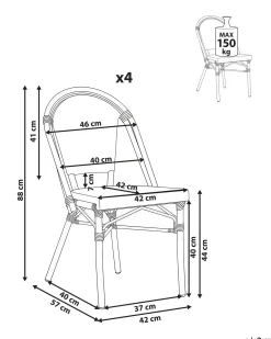 Set di 4 sedie da giardino RIFREDDO Rattan sintetico (PE) Grigio