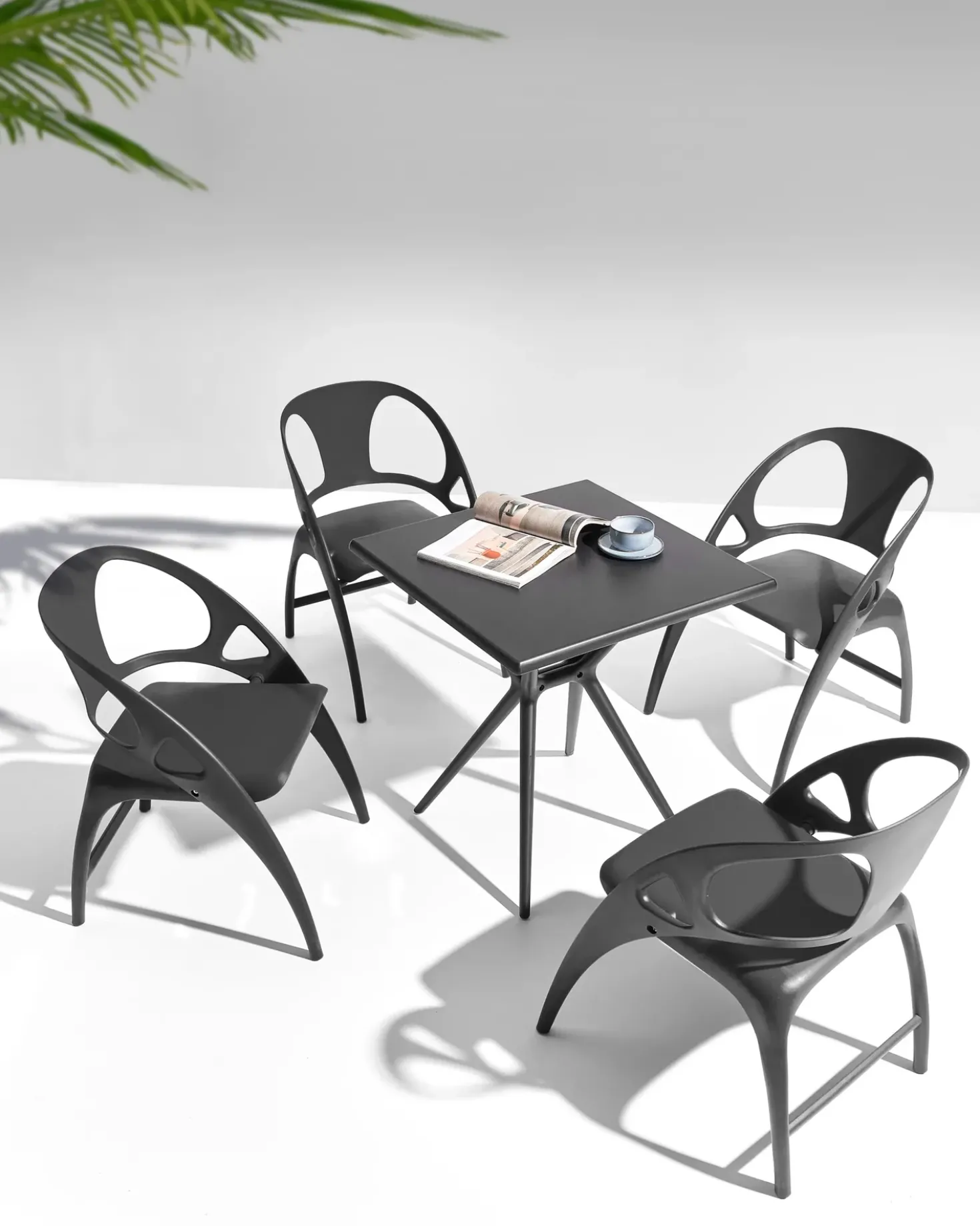 Set di 4 sedie da giardino NEMI Pieghevole Nero