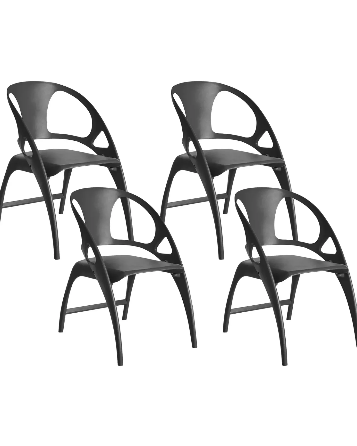 Set di 4 sedie da giardino NEMI Pieghevole Nero