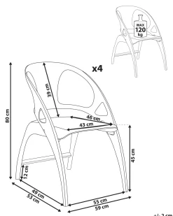 Set di 4 sedie da giardino NEMI Pieghevole Nero