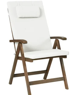 Set di 2 sedie da giardino con cuscini AMANTEA PREMIUM Legno d'acacia Bianco sporco