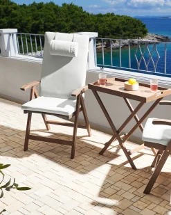 Set di 2 sedie da giardino con cuscini AMANTEA PREMIUM Legno d'acacia Bianco sporco