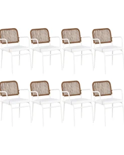 Set di 8 sedie da giardino con cuscini TACENO Metallo Bianco