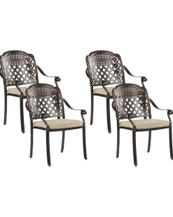 Set di 4 sedie da giardino con cuscini MANFRIA Metallo Marrone scuro