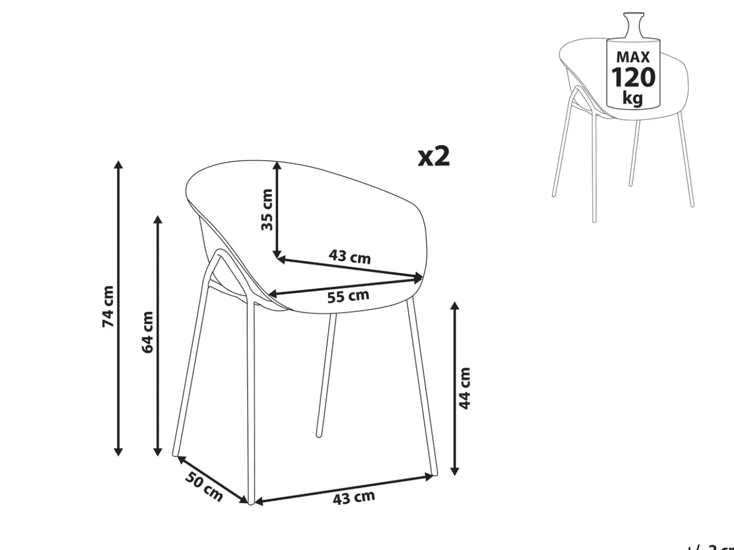 Set di 2 sedie da giardino METEORA Materiale sintetico Marrone