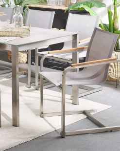 Set di 4 sedie da giardino COSOLETO Acciaio inox Beige