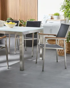 Set di 4 sedie da giardino GROSSETO Acciaio inox Nero