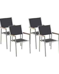 Set di 4 sedie da giardino GROSSETO Acciaio inox Nero