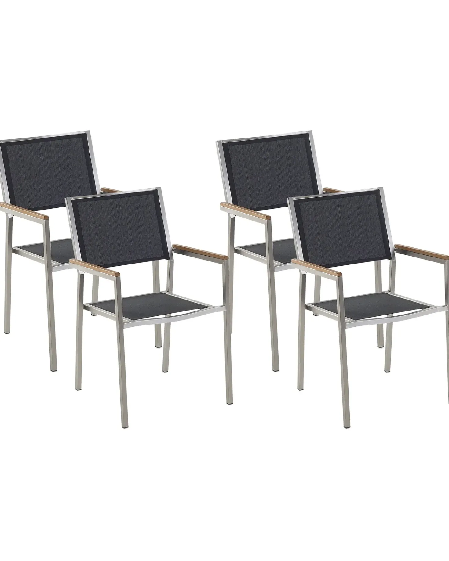Set di 4 sedie da giardino GROSSETO Acciaio inox Nero