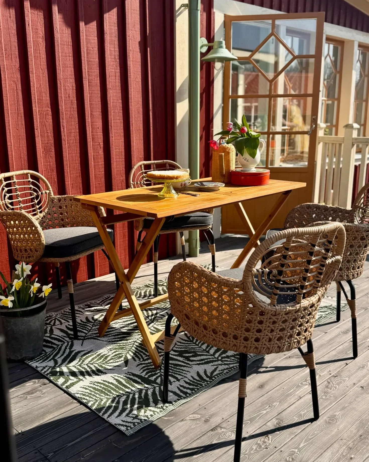 Set di 4 sedie da giardino con cuscini PRATELLO Rattan sintetico (PE) Naturale