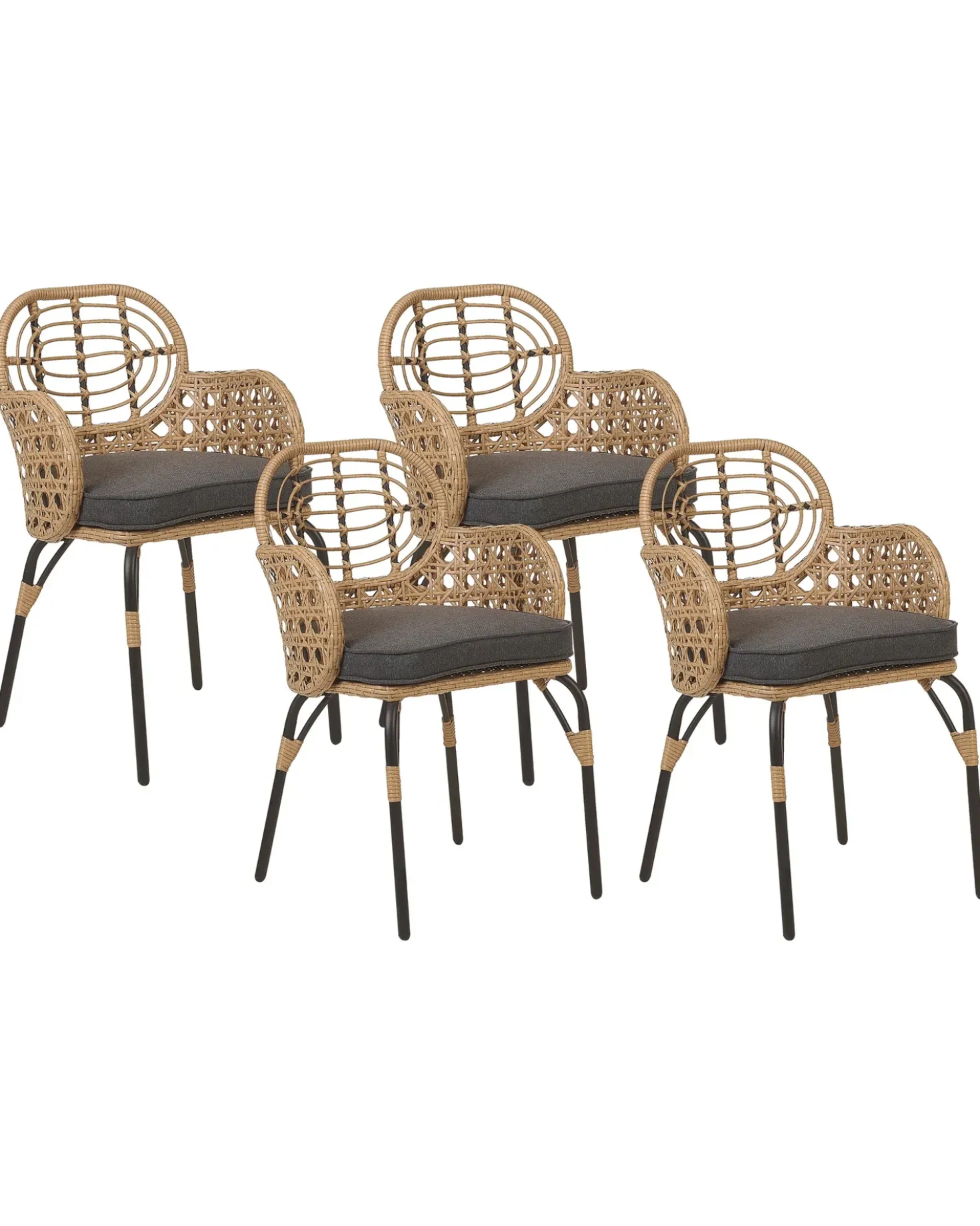 Set di 4 sedie da giardino con cuscini PRATELLO Rattan sintetico (PE) Naturale