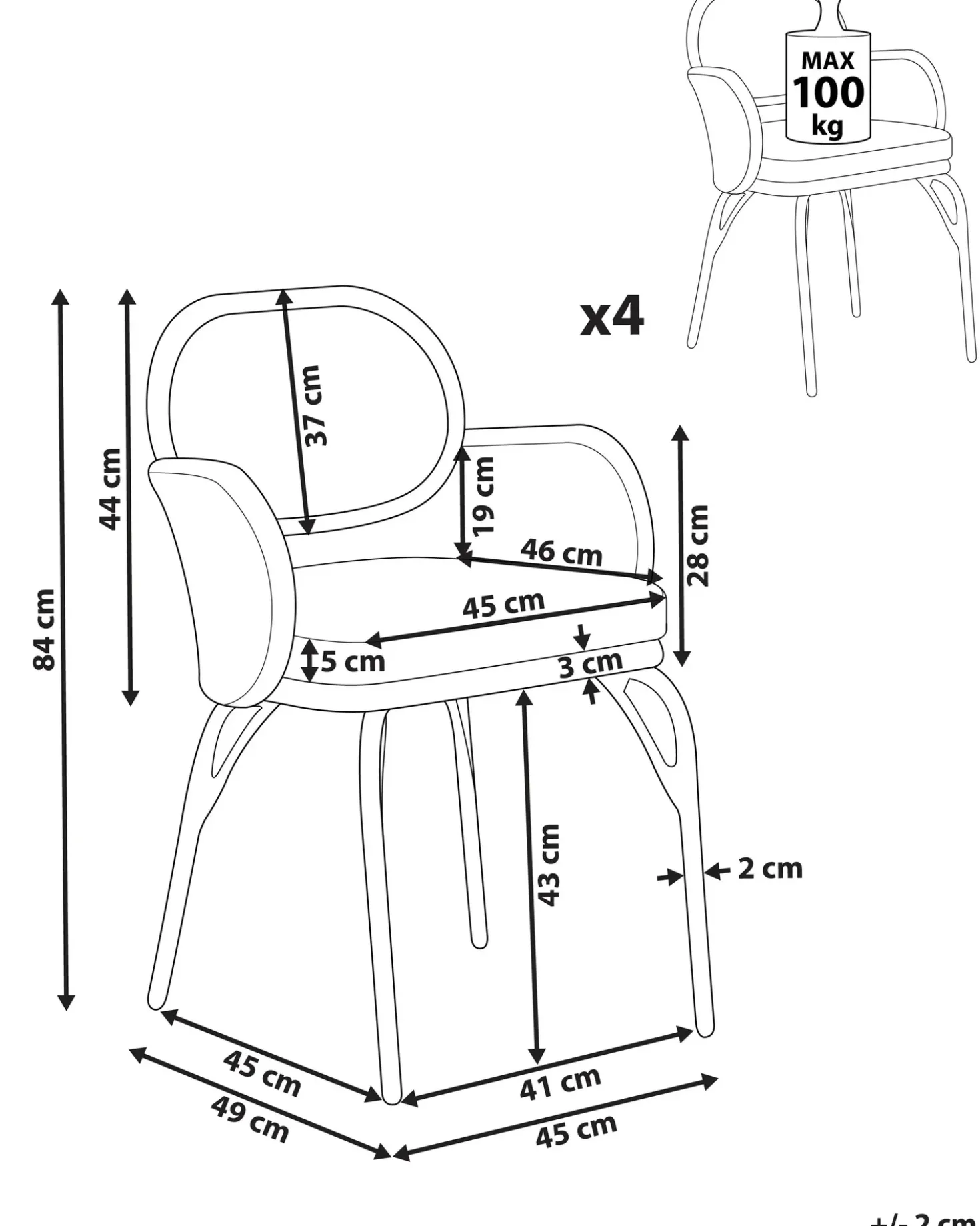 Set di 4 sedie da giardino con cuscini PRATELLO Rattan sintetico (PE) Naturale