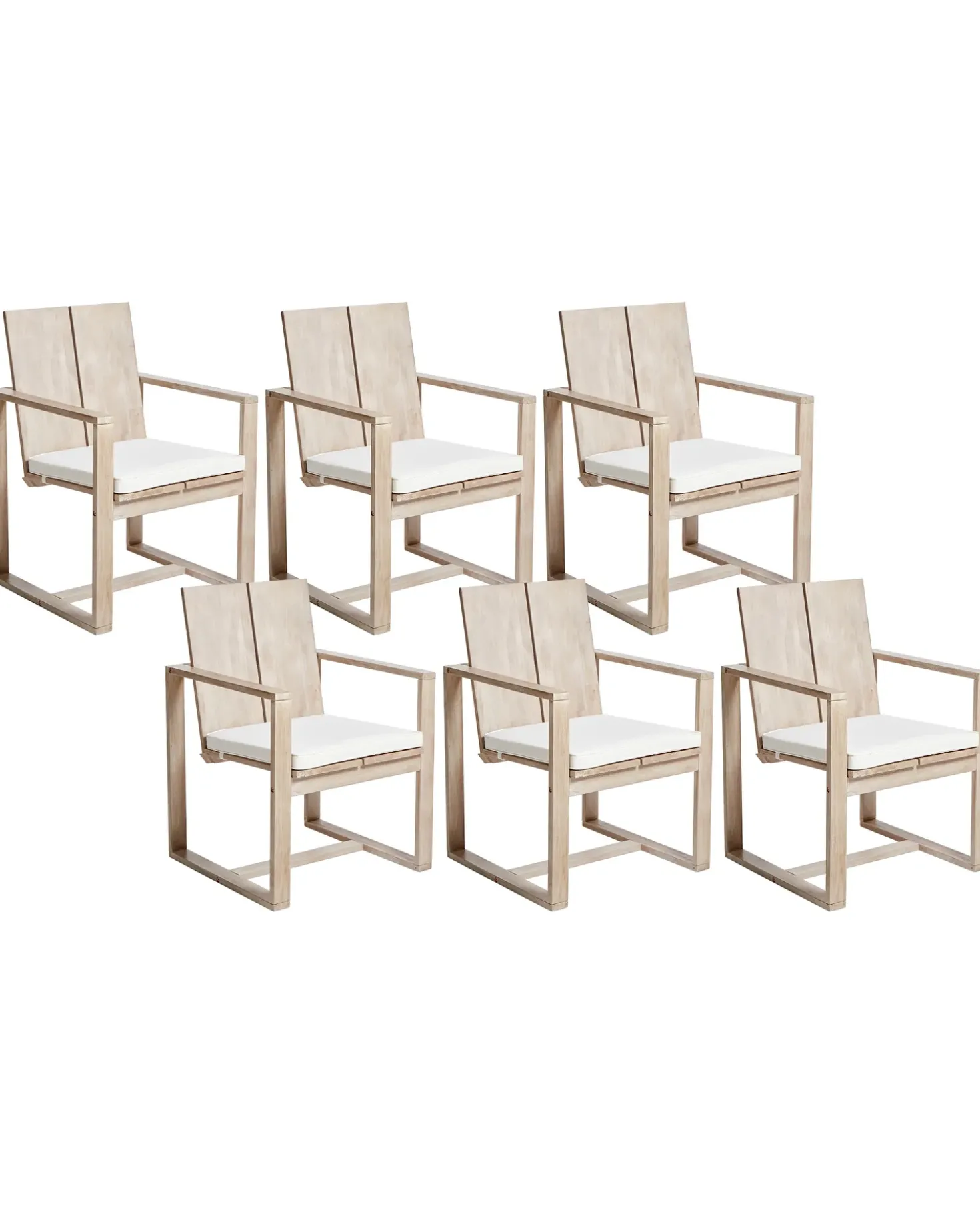 Set di 6 sedie da giardino con cuscini AZZANELLO Legno d'acacia Bianco sporco