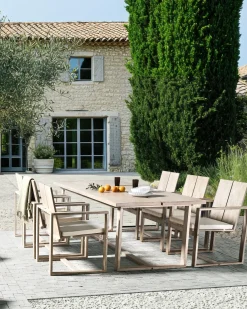 Set di 6 sedie da giardino con cuscini AZZANELLO Legno d'acacia Bianco sporco