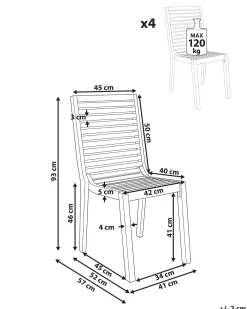 Set di 4 sedie da giardino OMBRIANO Legno di acacia certificato Marrone chiaro