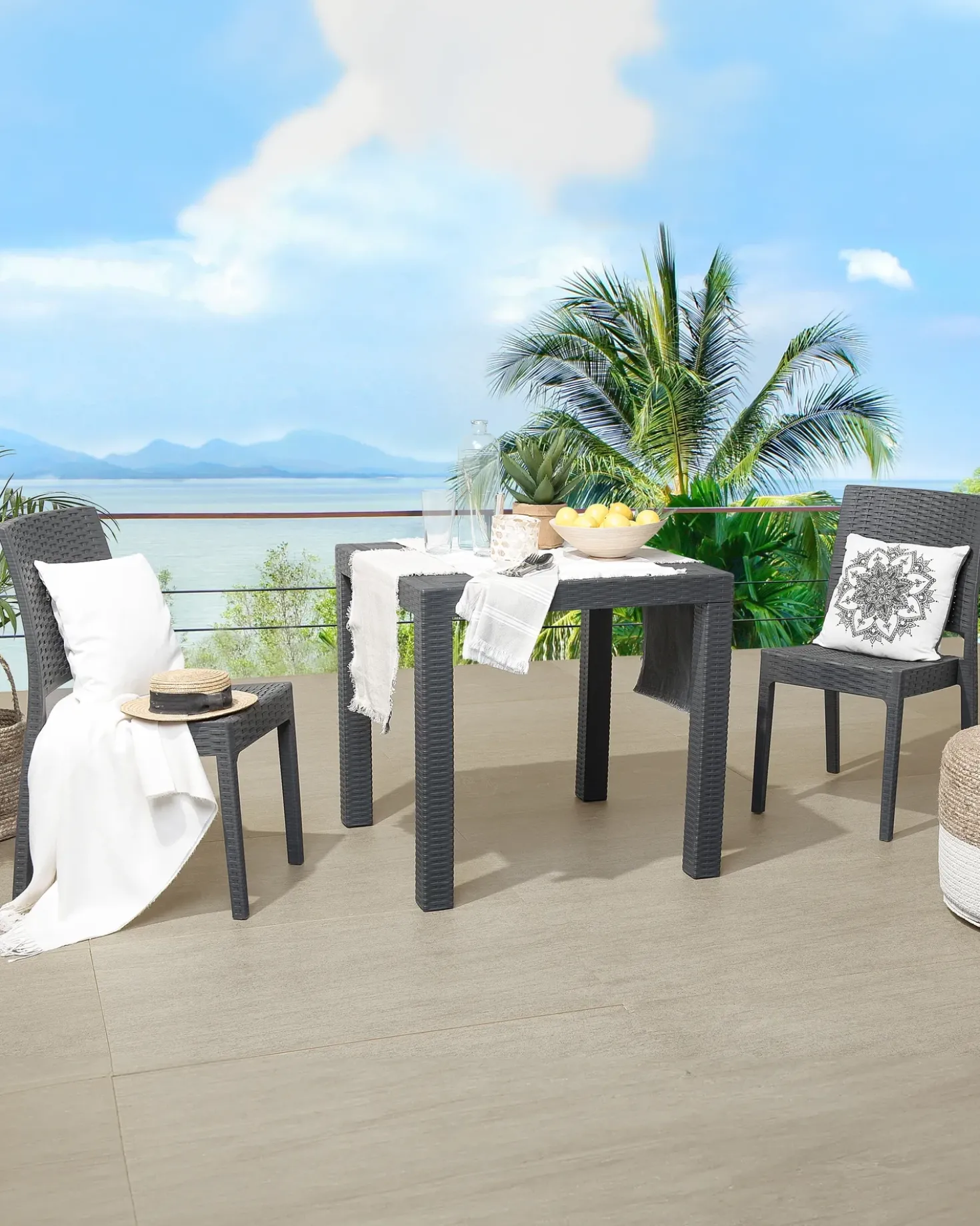 Set di 2 sedie da giardino FOSSANO Materiale sintetico Grigio grafite
