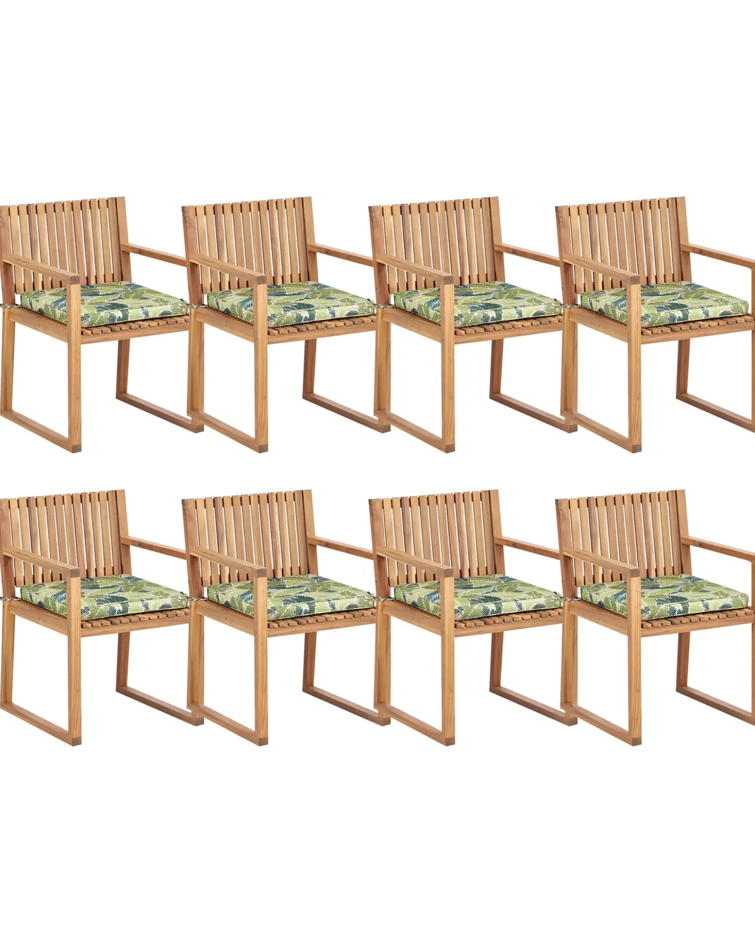 Set di 8 sedie da giardino con cuscini SASSARI II Legno di acacia certificato Verde