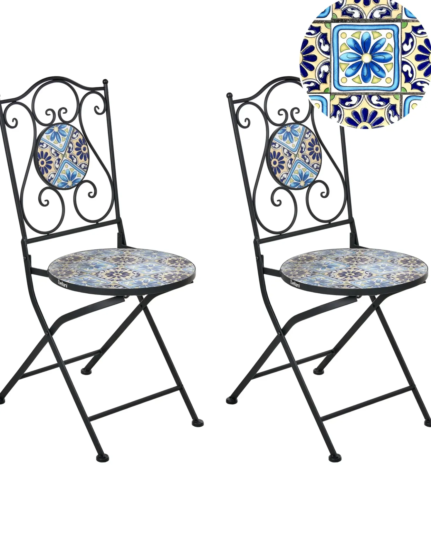 Set di 2 sedie da giardino AGGIUS Pieghevole Metallo Nero