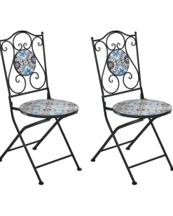 Set di 2 sedie da giardino AGGIUS Pieghevole Metallo Nero