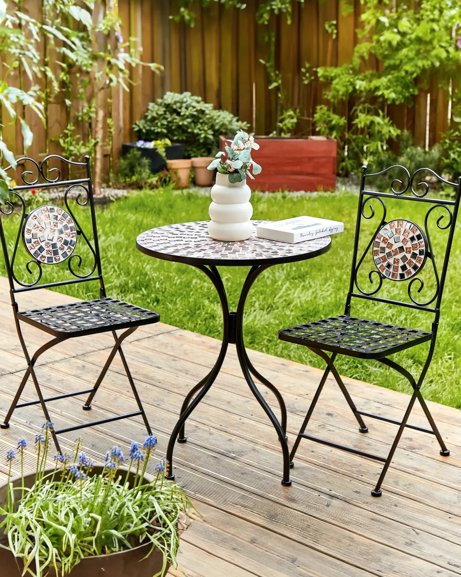 Set di 2 sedie da giardino CARPINO Metallo Nero