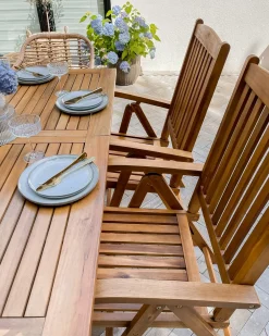 Set di 2 sedie da giardino con cuscini JAVA Legno d'acacia Blu
