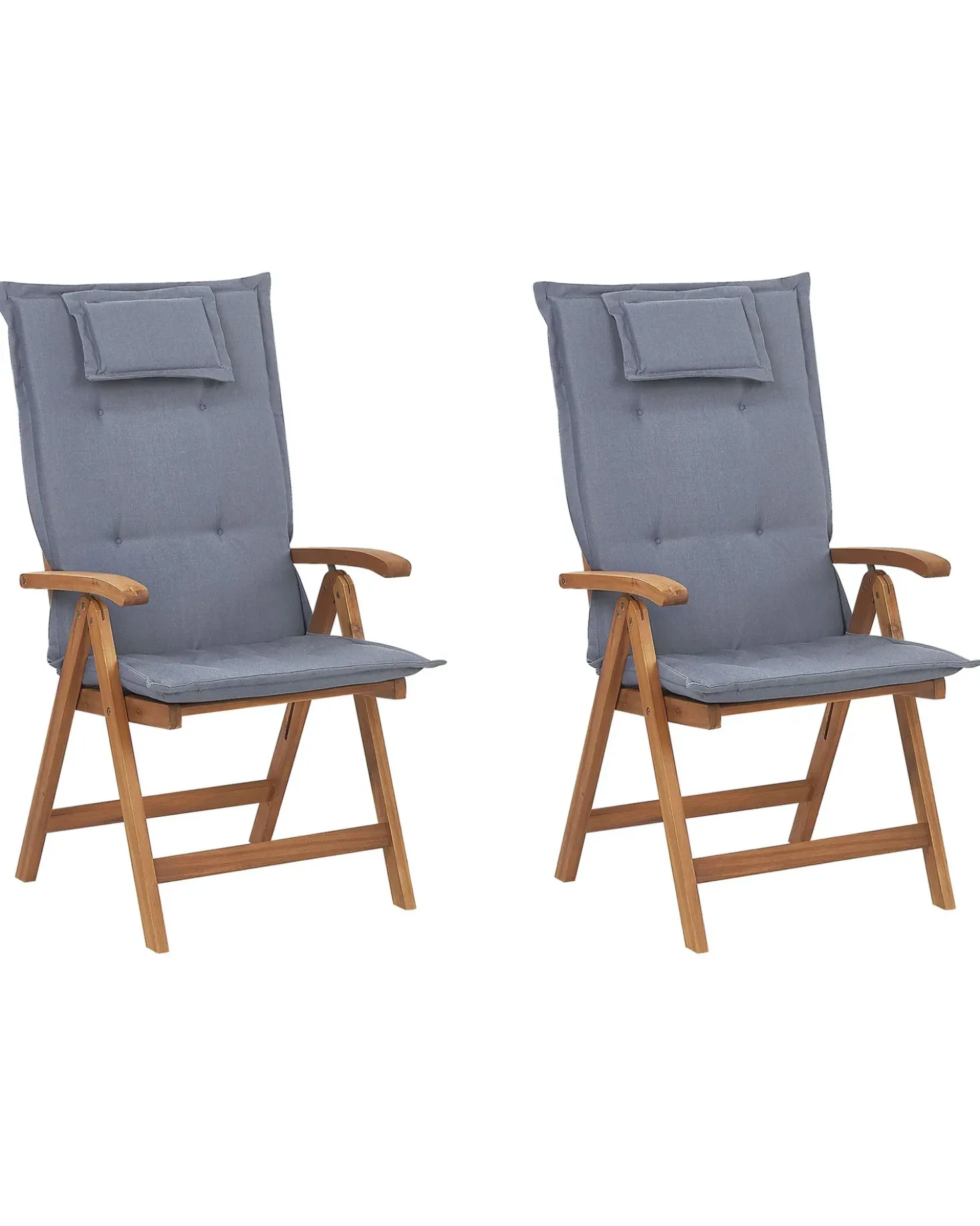 Set di 2 sedie da giardino con cuscini JAVA Legno d'acacia Blu