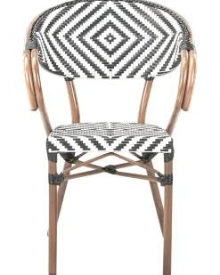 Set di 4 sedie da giardino CASPRI Rattan sintetico (PE) Nero/Bianco