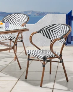 Set di 4 sedie da giardino CASPRI Rattan sintetico (PE) Nero/Bianco