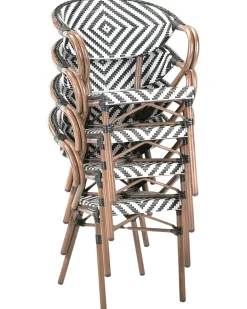 Set di 4 sedie da giardino CASPRI Rattan sintetico (PE) Nero/Bianco