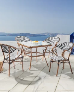 Set di 4 sedie da giardino CASPRI Rattan sintetico (PE) Nero/Bianco