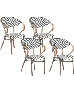 Set di 4 sedie da giardino CASPRI Rattan sintetico (PE) Nero/Bianco