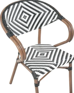 Set di 4 sedie da giardino CASPRI Rattan sintetico (PE) Nero/Bianco