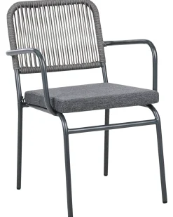 Set di 8 sedie da giardino con cuscini TACENO Metallo Grigio
