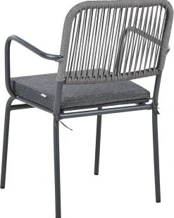Set di 8 sedie da giardino con cuscini TACENO Metallo Grigio