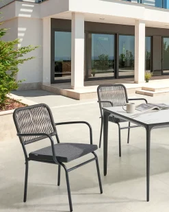 Set di 8 sedie da giardino con cuscini TACENO Metallo Grigio