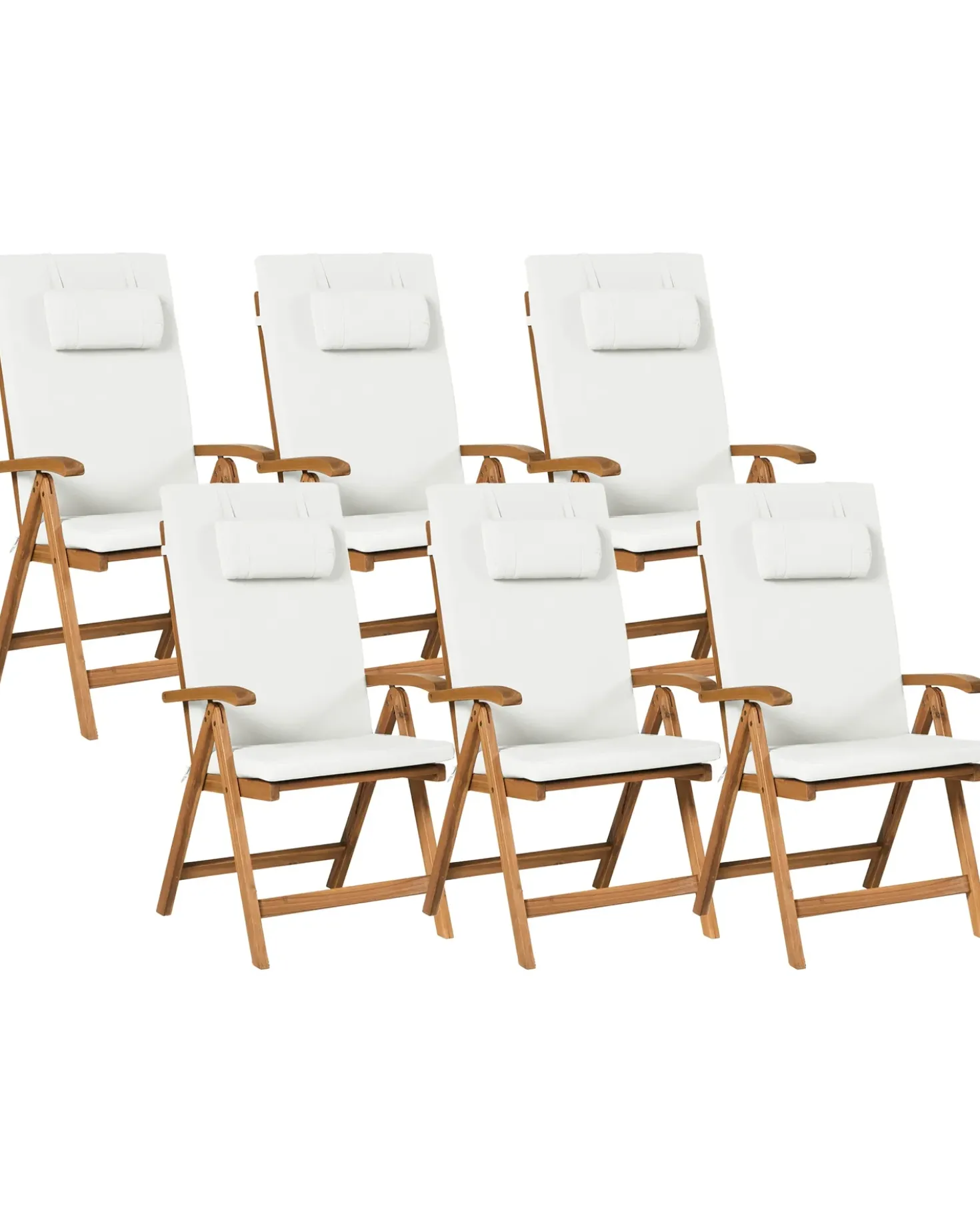 Set di 6 sedie da giardino con cuscini JAVA PREMIUM Legno d'acacia Bianco sporco