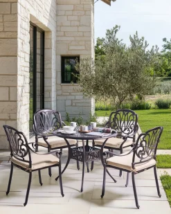 Set di 4 sedie da giardino con cuscini ANCONA Metallo Marrone scuro