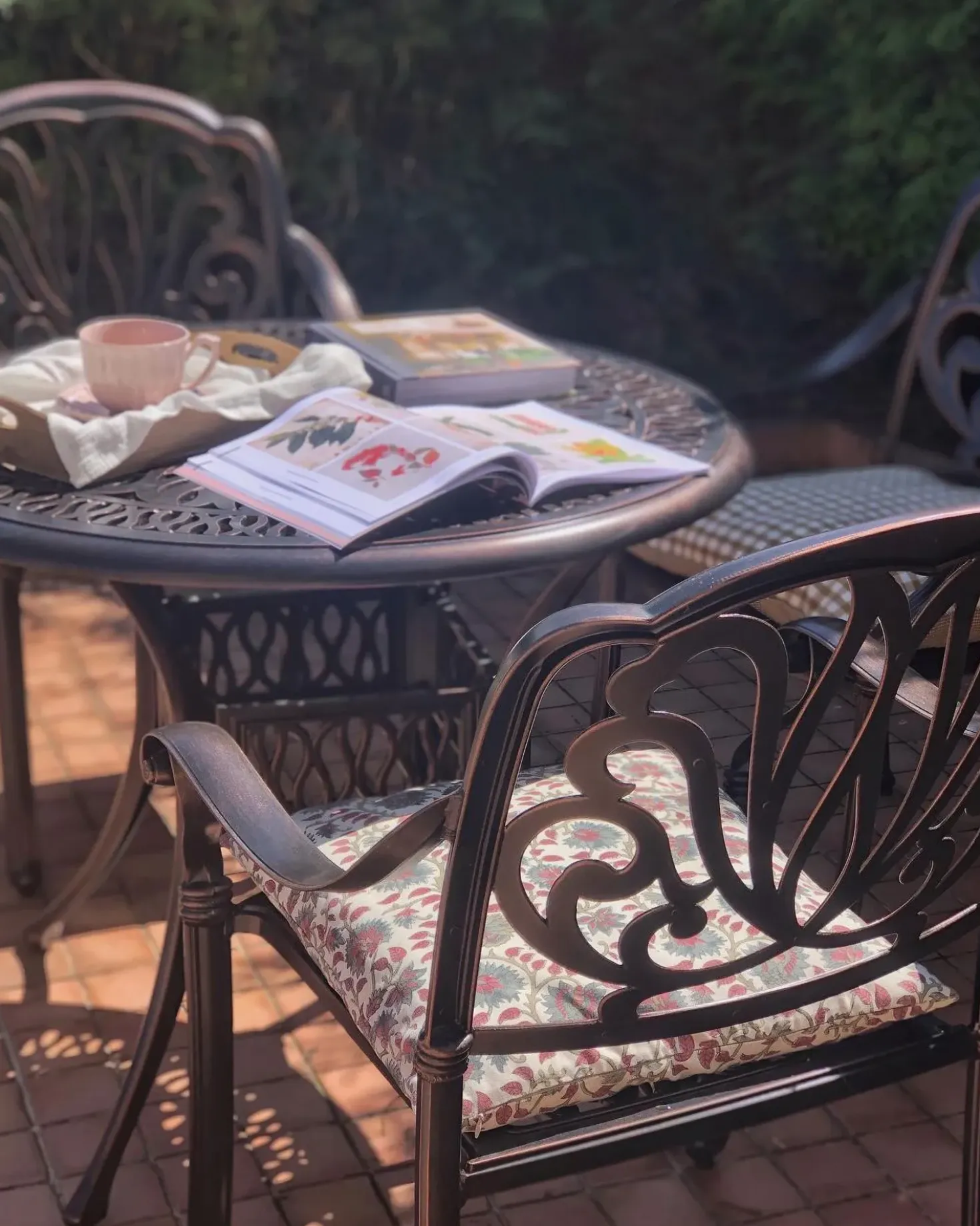 Set di 4 sedie da giardino con cuscini ANCONA Metallo Marrone scuro