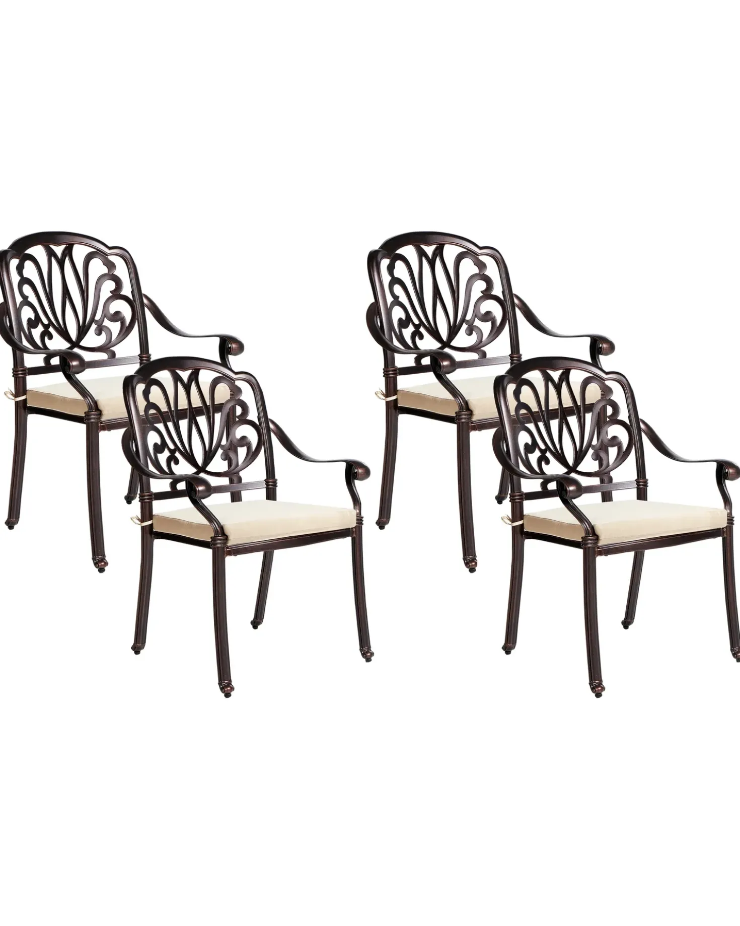 Set di 4 sedie da giardino con cuscini ANCONA Metallo Marrone scuro