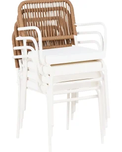 Set di 4 sedie da giardino con cuscini TACENO Metallo Bianco