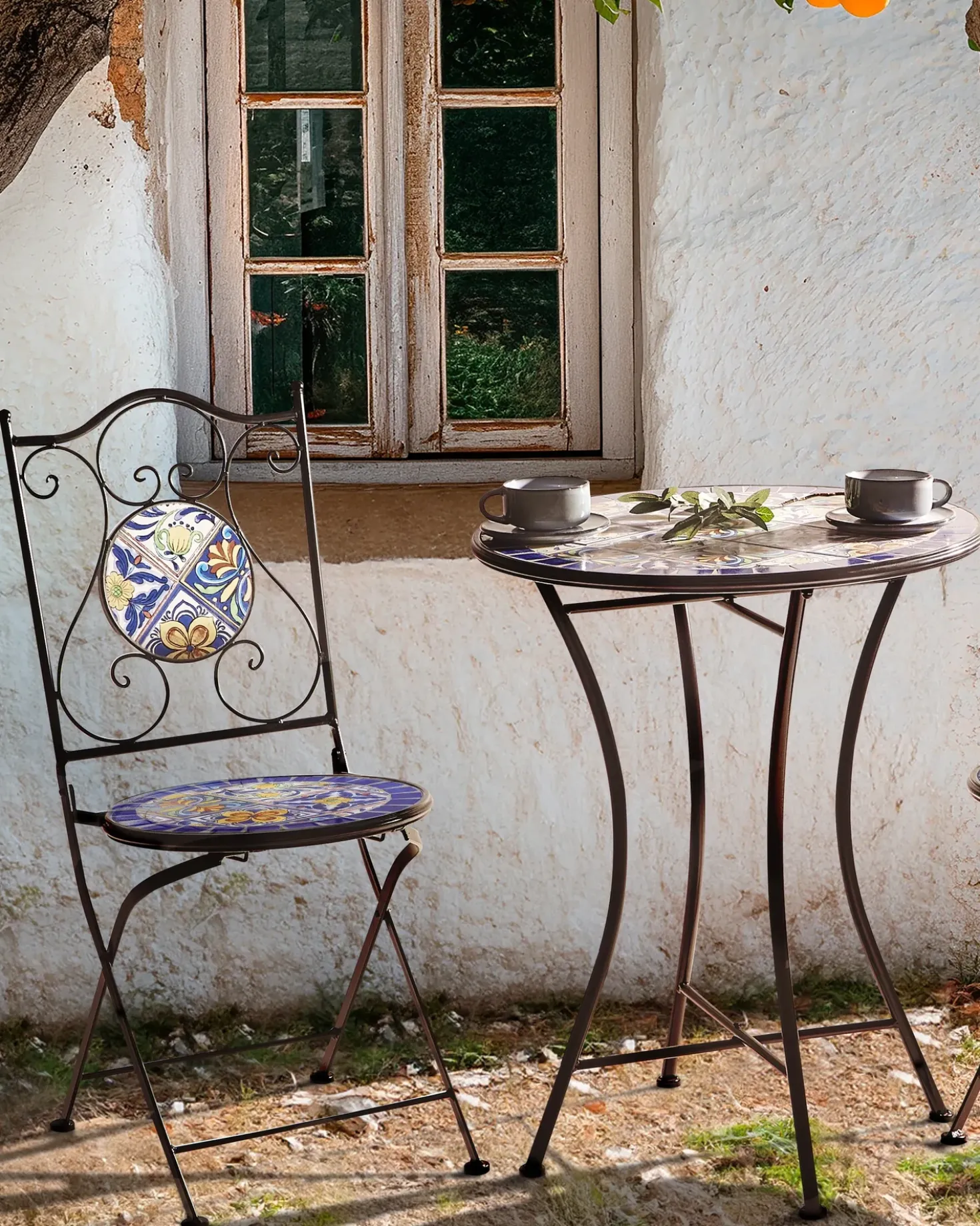 Set di 2 sedie da giardino CORIANO Pieghevole Metallo Nero