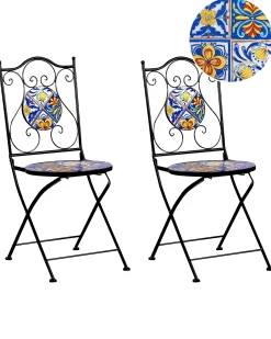 Set di 2 sedie da giardino CORIANO Pieghevole Metallo Nero