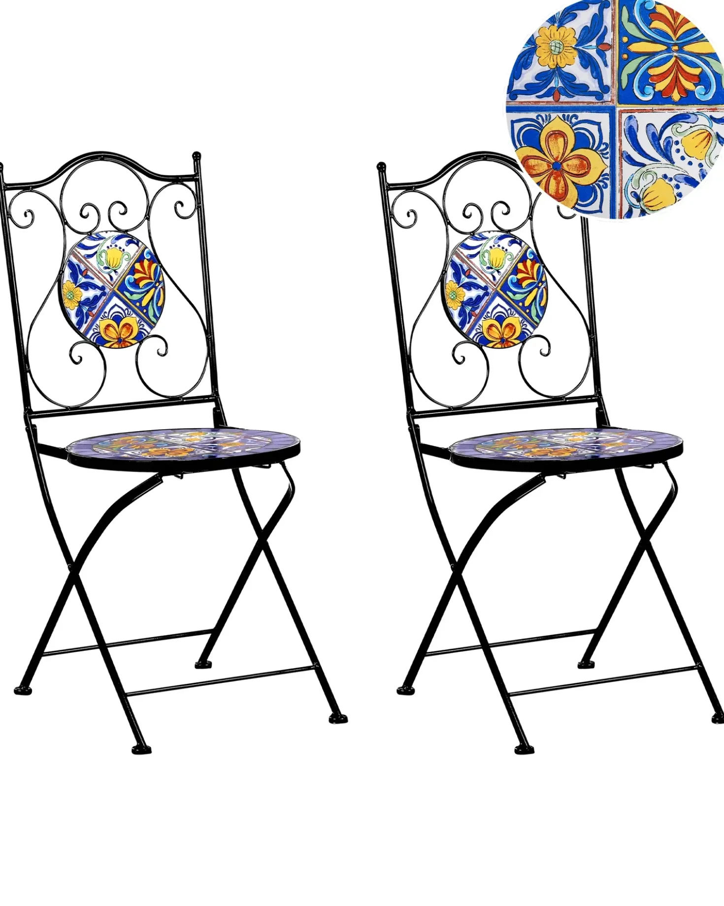 Set di 2 sedie da giardino CORIANO Pieghevole Metallo Nero