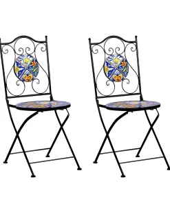 Set di 2 sedie da giardino CORIANO Pieghevole Metallo Nero