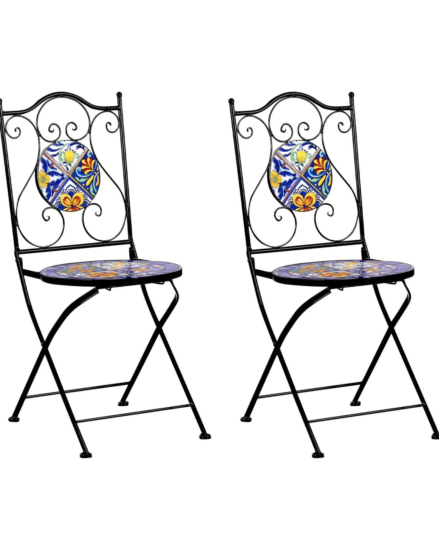 Set di 2 sedie da giardino CORIANO Pieghevole Metallo Nero