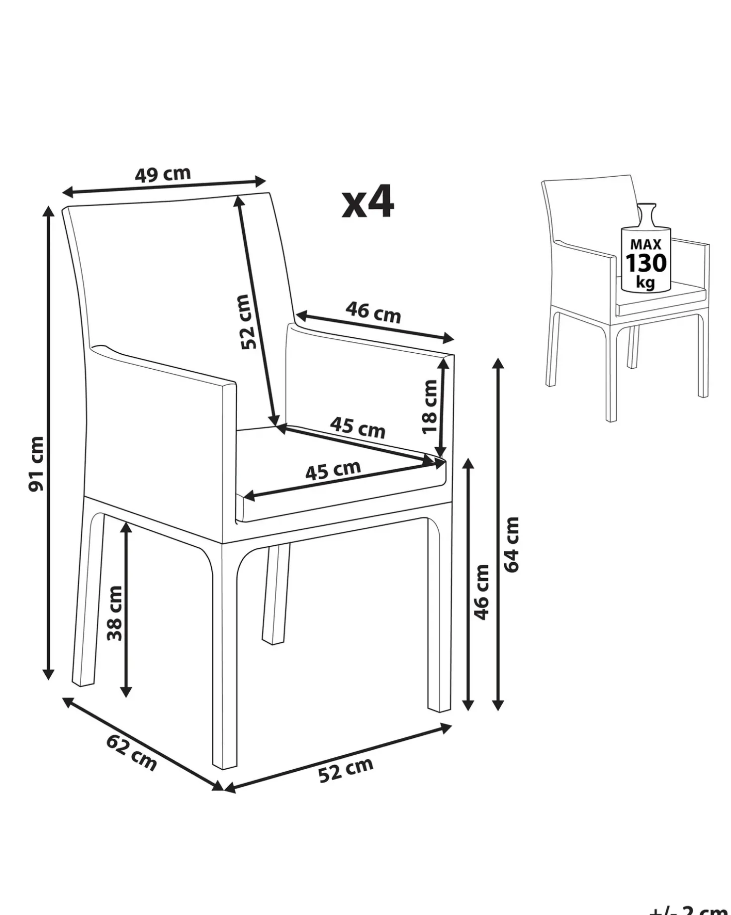 Set di 4 sedie da giardino BACOLI Tessuto Grigio scuro