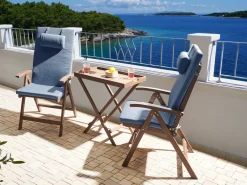 Set di 2 sedie da giardino con cuscini AMANTEA PREMIUM Legno d'acacia Blu
