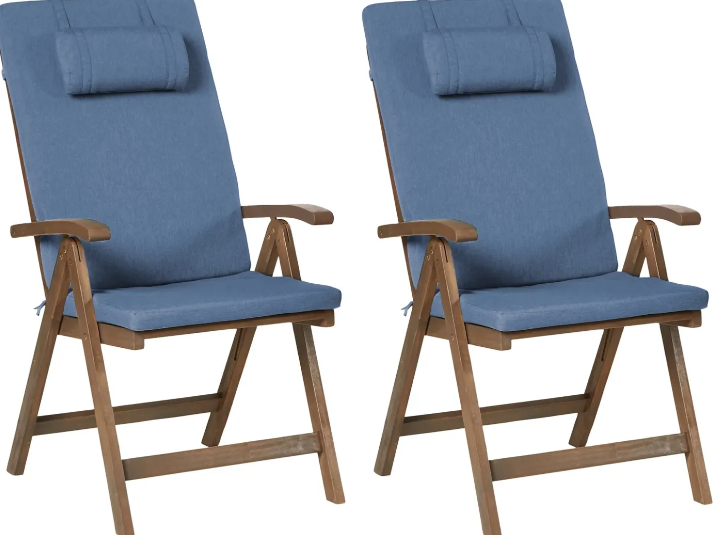 Set di 2 sedie da giardino con cuscini AMANTEA PREMIUM Legno d'acacia Blu